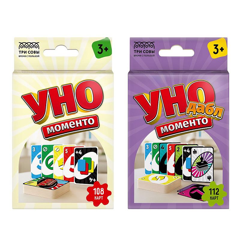 Игра настольная ТРИ СОВЫ "Уно Моменто" 2в1 