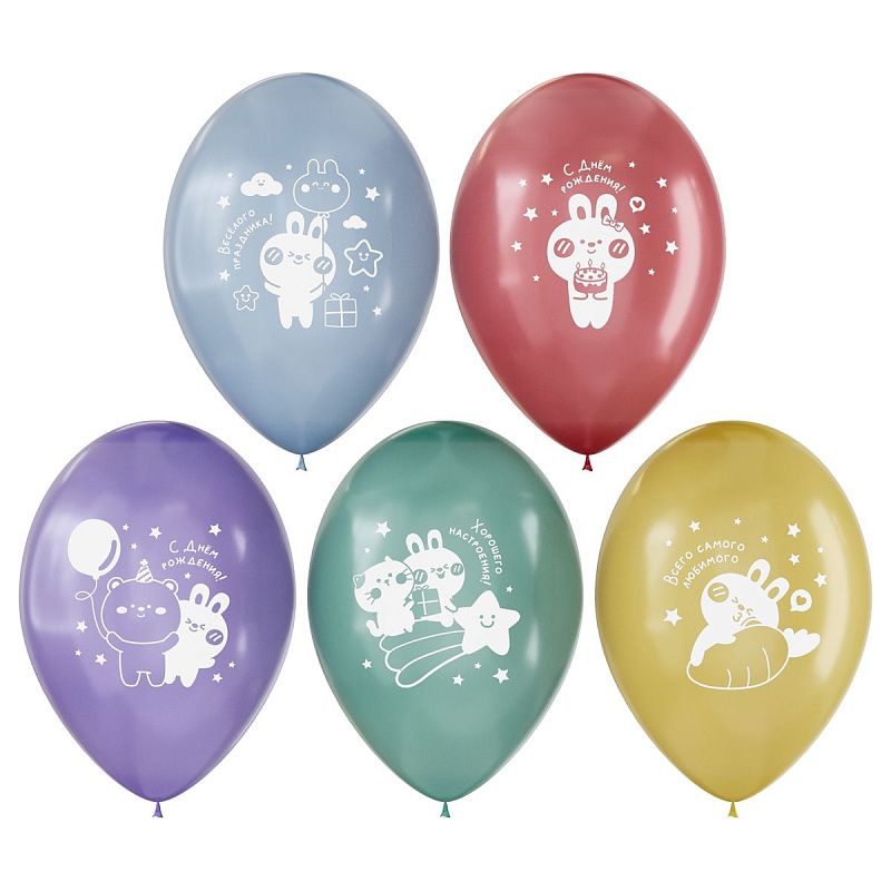 Воздушные шары, 10шт., М12/30см, MESHU "Happy day", пастель, ассорти