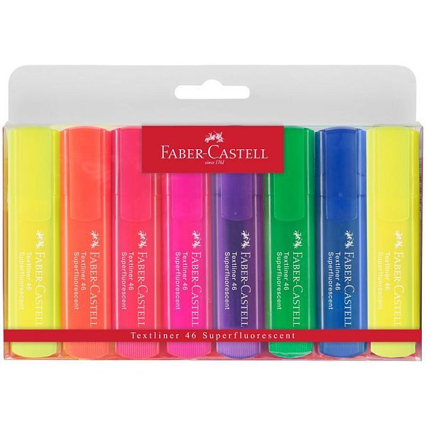 Набор текстовыделителей Faber-Castell "46 Superfluorescent" 8 флуоресцентных цв., 1-5мм, пластик. уп.