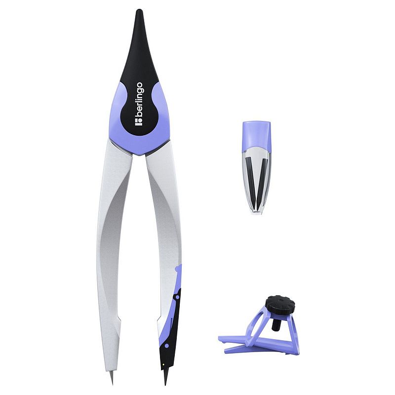 Готовальня Berlingo "Optimum", 3 предмета, циркуль 135мм, пластиковый футляр, фиолетовый 