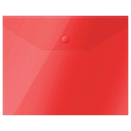 Папка-конверт на кнопке СТАММ А5 (190*240мм), 150мкм, пластик, прозрачная, ассорти 