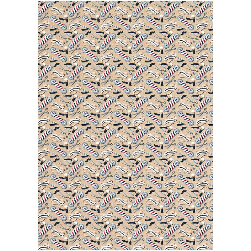 Упаковочная бумага крафт 70*100см, MESHU "Мужская территория", 70г/м2, ассорти 5 дизайнов
