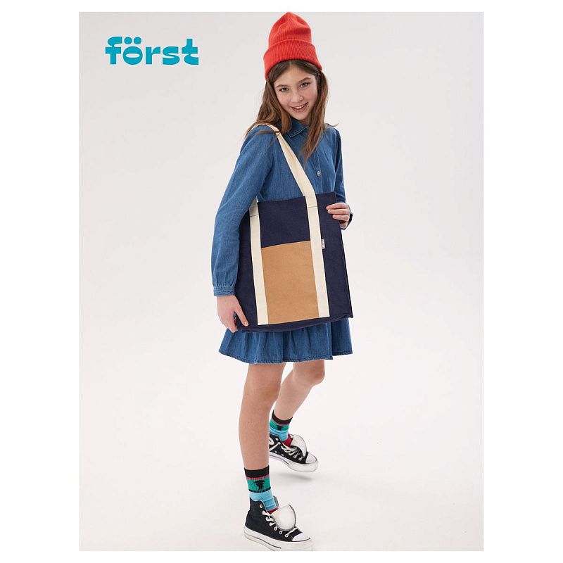 Сумка-шоппер Först "Sky" 40*35*8см, 1 отделение, 1 карман, вельветовая на кнопке 