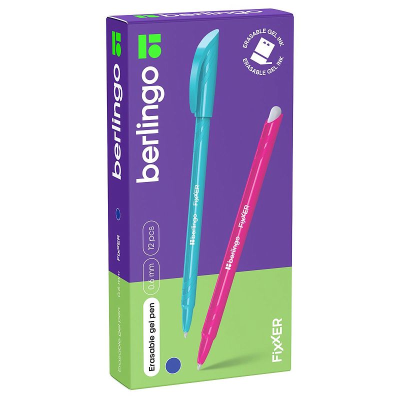 Ручка гелевая стираемая Berlingo "Fixxer" синяя, 0,5мм, корпус ассорти 