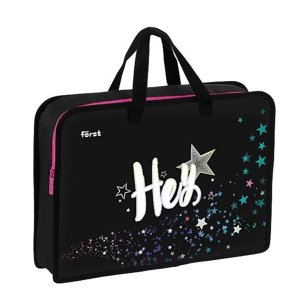 Папка с ручками 1 отделение, А4 Först "Hey!", 340*245*75мм, пластик, на молнии