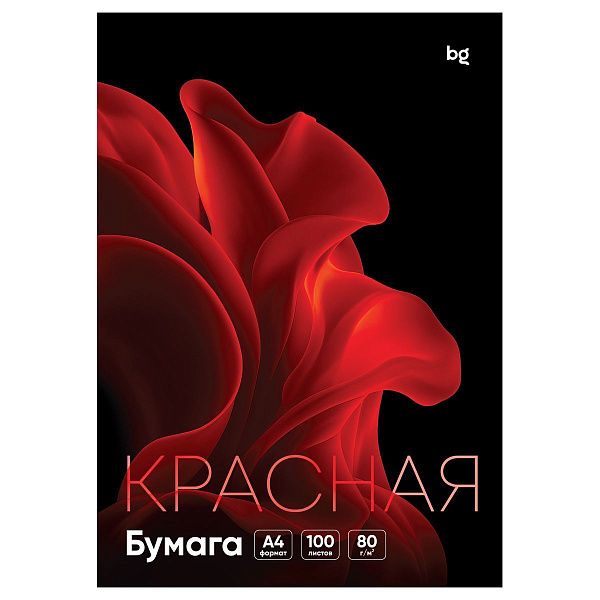 Бумага цветная BG, А4, 80г/м2, 100л., (красный)