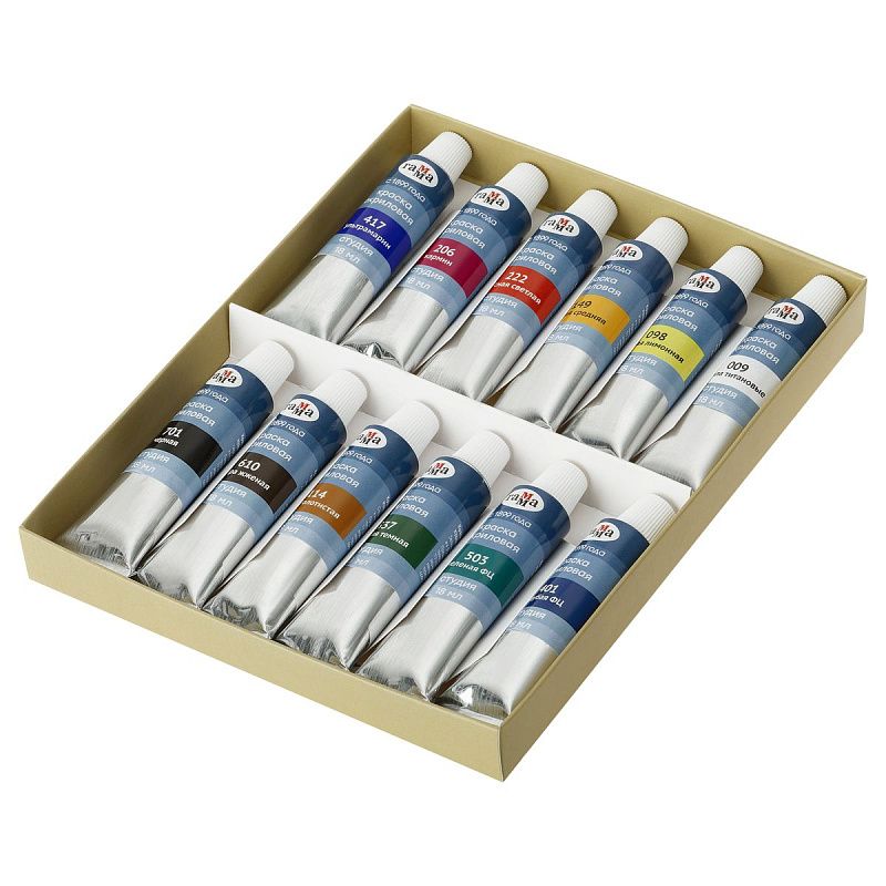 Краски акриловые художественные Гамма "Студия" "Юбилейная", 12цв, 18мл/туба, картон.упак.