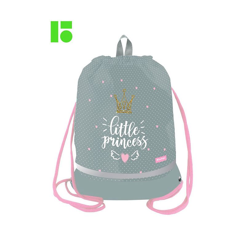 Мешок для обуви 1 отделение Berlingo "Princess", 400*480мм, расширяющееся дно, светоотражающая лента, карман на молнии 