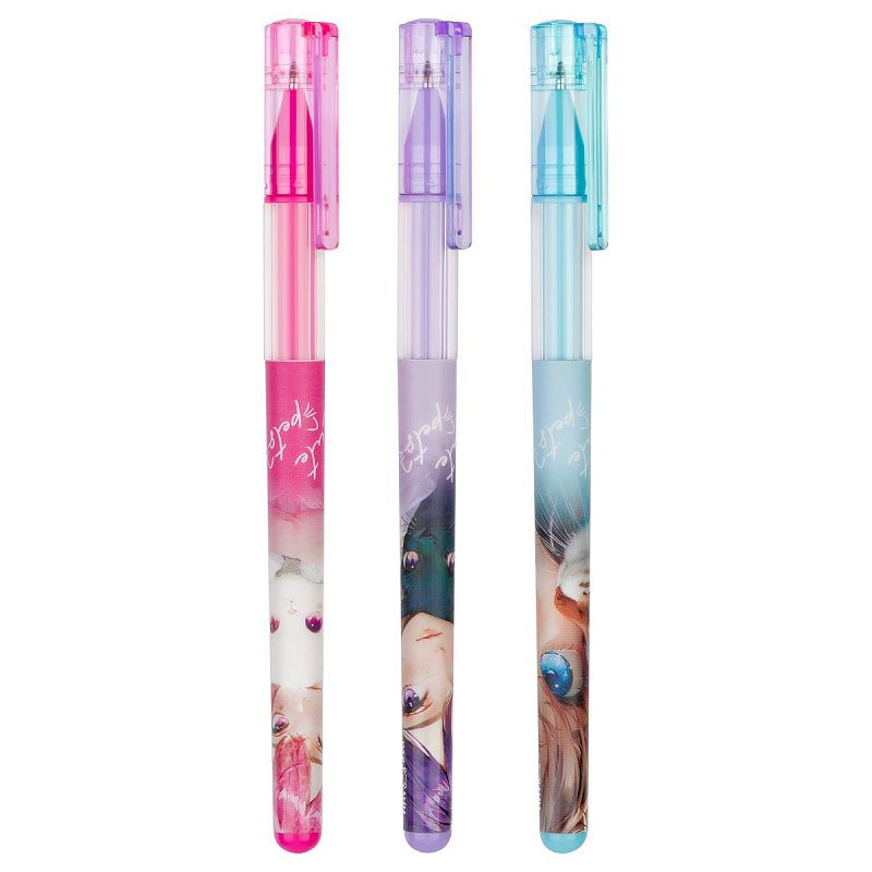 Ручка шариковая MESHU "Anime girls" синяя, 0,7мм, грип, корпус ассорти 