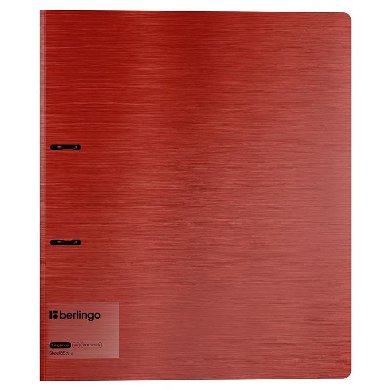Папка на 2 кольцах Berlingo "Steel&Style", 35мм, 2000мкм, D-кольца, пластик (полифом), красная 