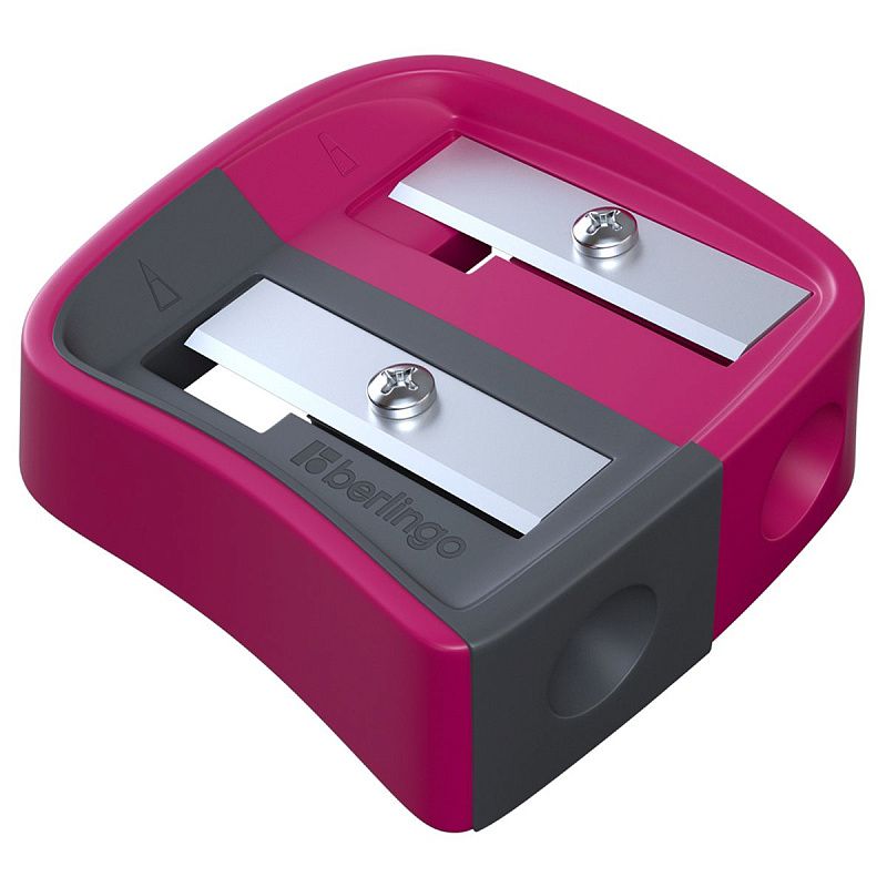 Точилка пластиковая Berlingo "Color Zone Duo", 2 отверстия, для цветных и ч/г карандашей, блистер, ассорти 