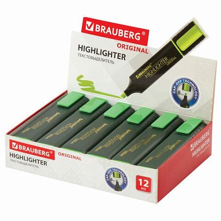 Текстовыделитель BRAUBERG "ORIGINAL", ЗЕЛЕНЫЙ, линия 1-5 мм, 151682 