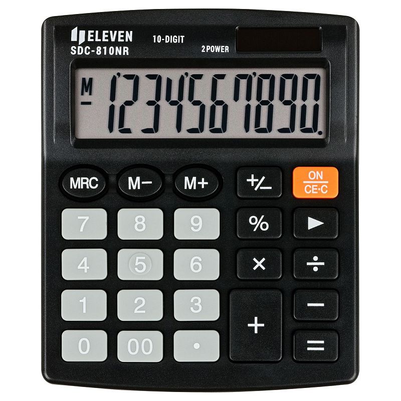 Калькулятор настольный Eleven SDC-810NR, 10 разрядов, двойное питание, 127*105*21мм, черный