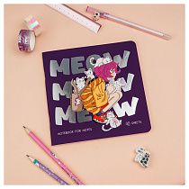 Записная книжка 170*170 мм 40л. на скрепке MESHU "Meow", soft-touch ламинация, тиснение фольгой, блок без линовки, 80г/м2 Записная книжка 170*170 мм 40л. на скрепке MESHU "Meow", soft-touch ламинация, тиснение фольгой, блок без линовки, 80г/м2