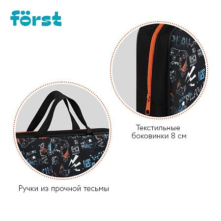 Папка текстильная с ручками 1 отделение, А4 Först "Flawless Victory", 350*265*80мм, текстиль, на молнии 