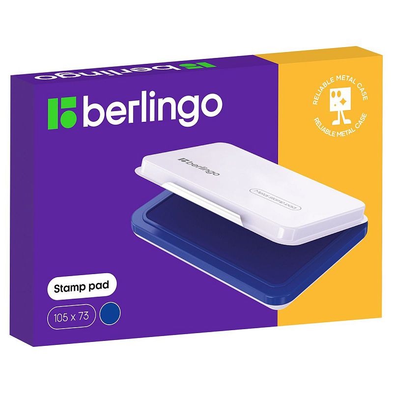 Штемпельная подушка Berlingo, 105*73мм, синяя, металлическая