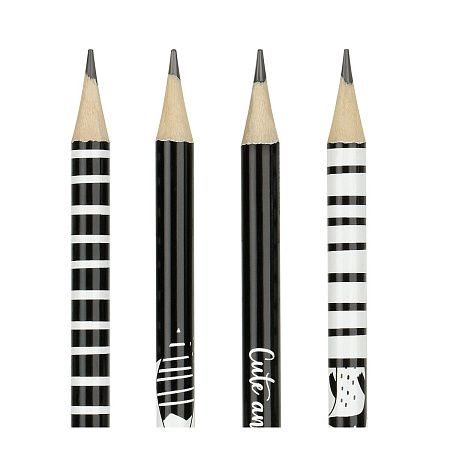 Карандаш ч/г MESHU "Black&white", HB, заточен., с печатью, с ластиком, ассорти, туба 