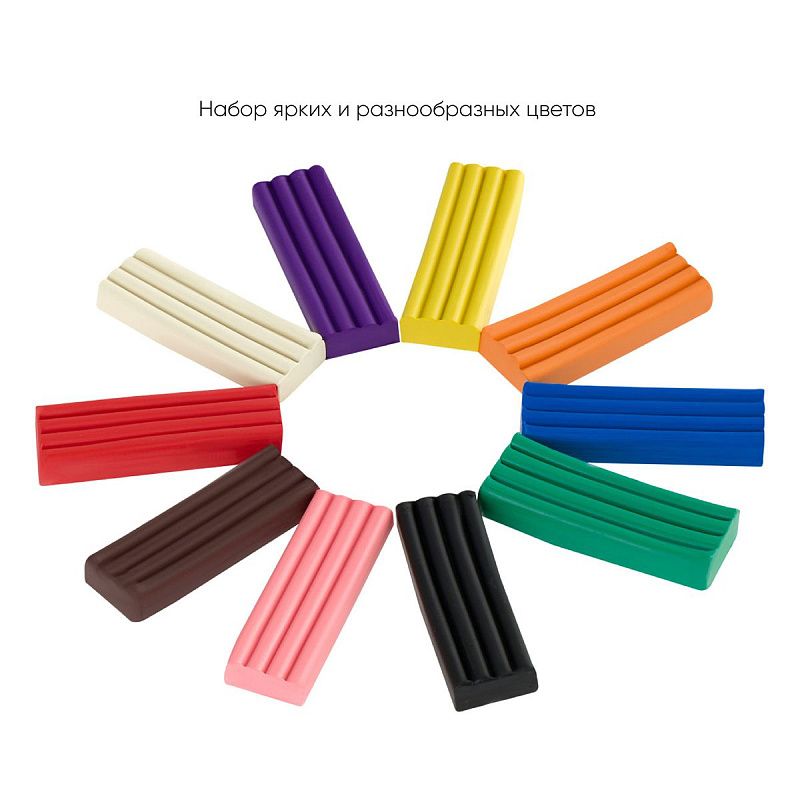 Пластилин Гамма "Классический", 10 цветов, 200г, со стеком, картон. упаковка