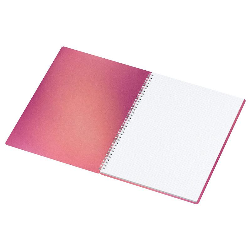 Тетрадь 80л., А4, клетка, на гребне BG "Сияние", пластиковая обложка, розовый