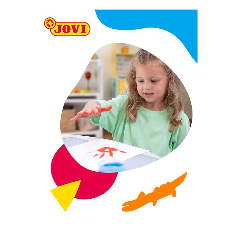 Краски пальчиковые JOVI, 06 цветов, 750г, с аксессуарами, пластиковый контейнер