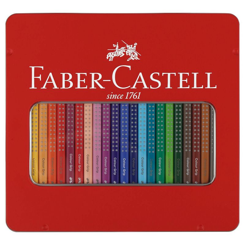 Карандаши цветные Faber-Castell "Grip", 24цв., трехгран., заточен., метал. упак.