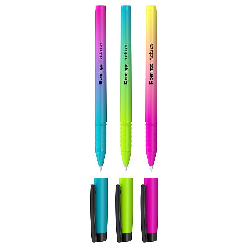 Ручка гелевая Berlingo "Radiance" черная, 0,5мм, корпус ассорти, 6шт., PET бокс 