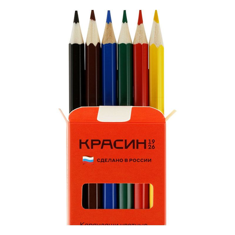 Карандаши цветные Красин "Приключения", 06цв., шестигран., заточен., картон, европодвес