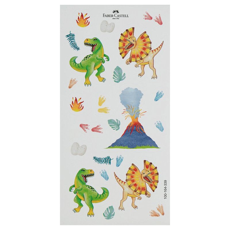 Карандаши цветные Faber-Castell "Dinosaur", 10 цв. + 3 цв. металл. + наклейки, заточен., картон, европодвес