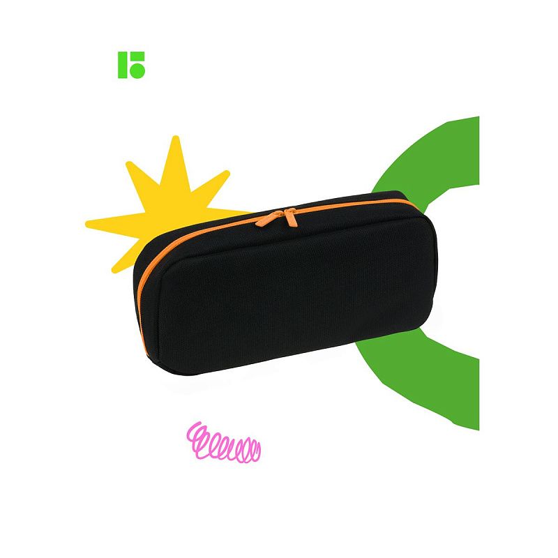 Пенал мягкий 1 отделение, 1 карман, 215*95*44 Berlingo "Black and orange", полиэстер, внутренний органайзер 