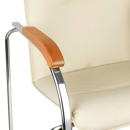 Стул Helmi HL-F03 "Самба", каркас металл хром, экокожа, бежевый, бук BOX2