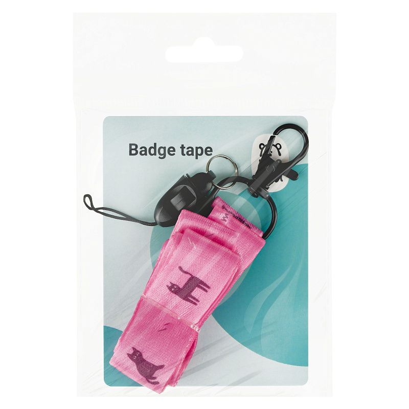 Лента для бейджей MESHU "Meow", 45см, петелька, карабин, опп пакет с европодвесом