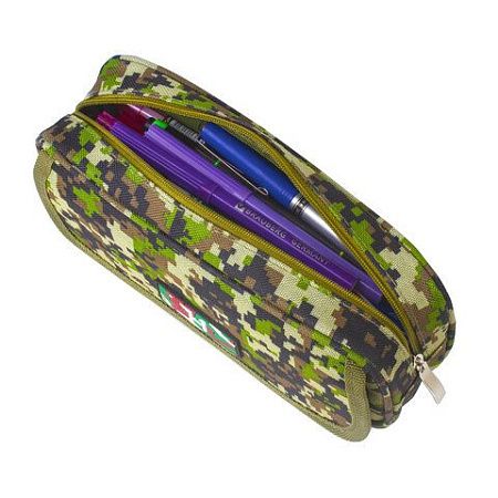 Пенал BRAUBERG для мальчиков, 1 отделение, органайзер, мягкий, "Military", зеленый, 21х5х9 см, 228990 