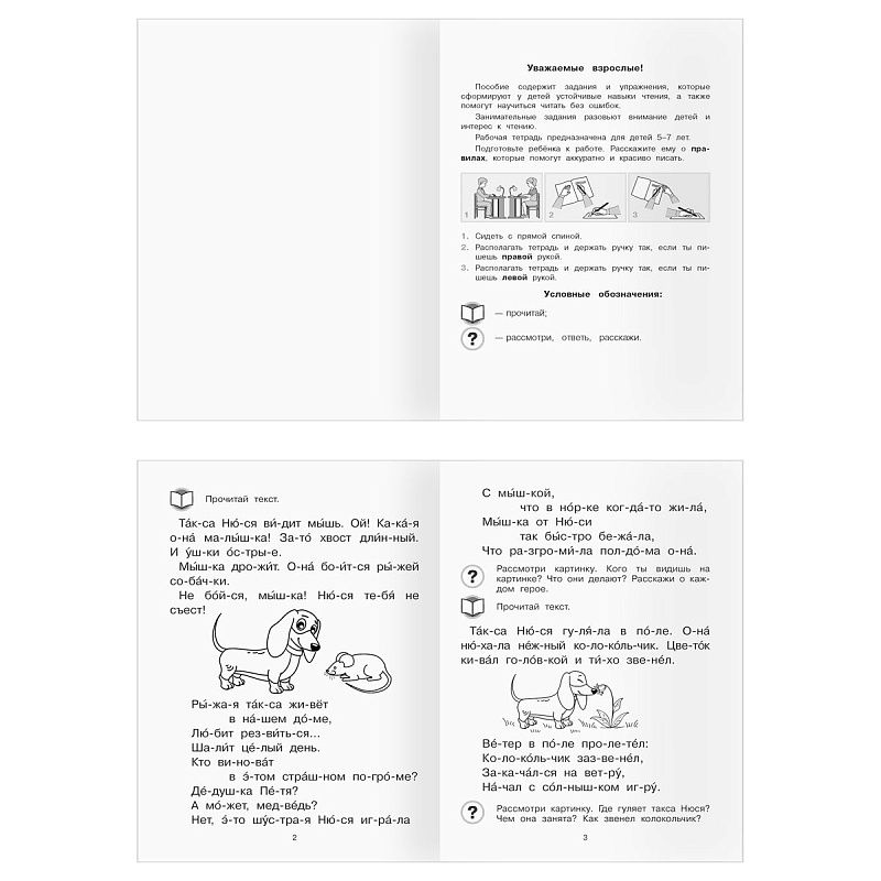 Рабочая тетрадь, А5, ТРИ СОВЫ "Первые шаги в чтении. 5-7 лет", 16стр.