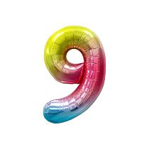 Воздушный шар, 40", MESHU,  цифра 9, розовый, фольгированный