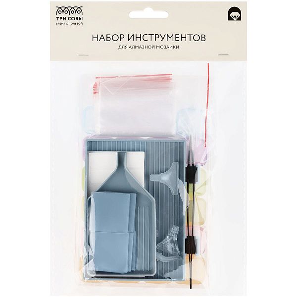 Инструменты для алмазной мозаики ТРИ СОВЫ "Большой", пакет с европодвесом