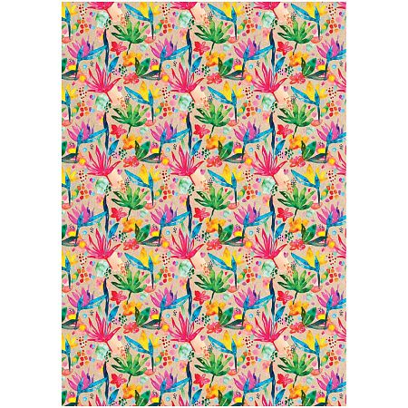 Упаковочная бумага крафт 70*100см, MESHU "Акварельные штрихи", 70г/м2, ассорти 5 дизайнов