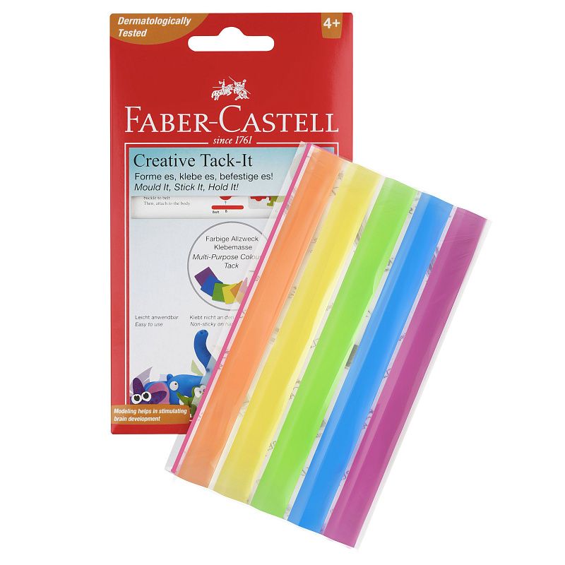 Масса для приклеивания Faber-Castell "Tack-It Creative", 50г., цветная, картон. уп., европодвес