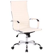 Кресло руководителя Helmi HL-E17 "Slim", экокожа бежевая, хром