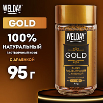 Кофе растворимый WELDAY "Gold", сублимированный, 95 г, стеклянная банка, 622675