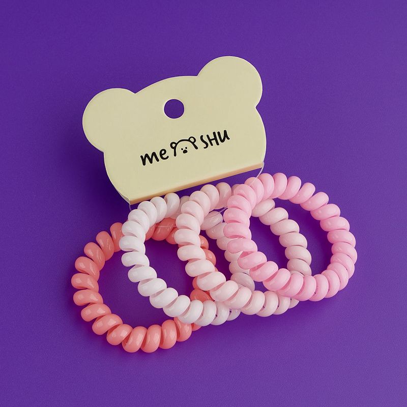 Резинки для волос MESHU, пружинки, розовые ассорти, 4шт., диаметр 4,5см, европодвес