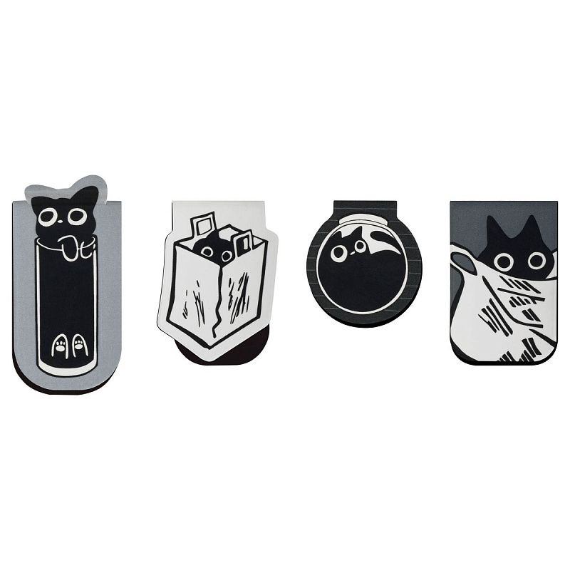 Закладки магнитные для книг, 4шт., MESHU "Meow Sy", соф-тач 