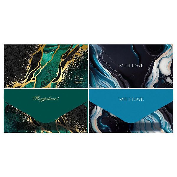 Конверт для денег MESHU "Мрамор", 85*164мм, матовая ламинация, фольга, 2 дизайна