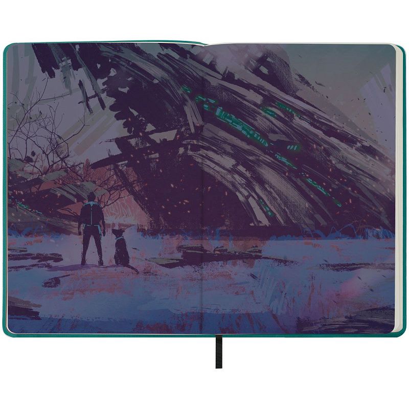 Записная книжка А5 80л. ЛАЙТ, кожзам, Greenwich Line "Future. Broken spaceship", с резинкой, тиснение фольгой, блок в линию