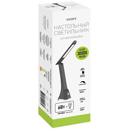 Светильник настольный на подставке СТАРТ CT212, 6Вт, LED, сенс. упр., черный