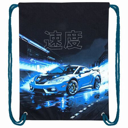Мешок для обуви BRAUBERG PREMIUM, карман, подкладка, светоотражайка, 43х33 см, Night race, 272425 