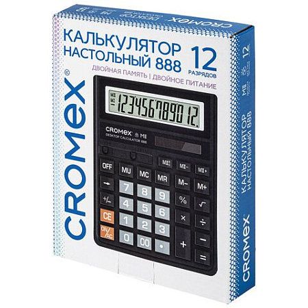 Калькулятор настольный СROMEX 888 (185x145 мм), 12 разрядов, ЧЕРНЫЙ, 271728