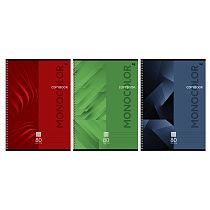 Тетрадь 80л., А4, клетка, на гребне BG "Monocolor. Classic"