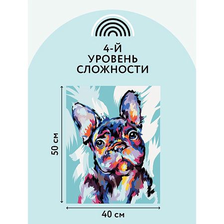 Картина по номерам на холсте ТРИ СОВЫ "Яркий французский бульдог", 40*50, с акриловыми красками и кистями