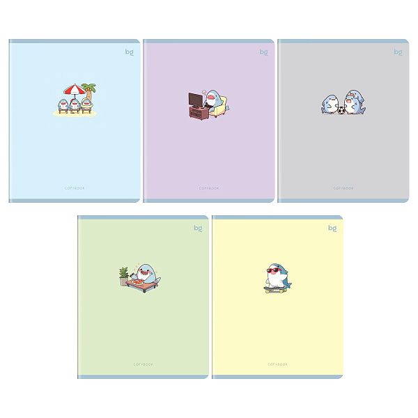 Тетрадь 48л., А5, клетка BG "Забавные акулы", выб. лак