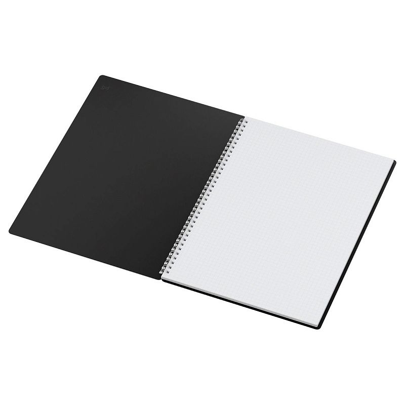 Тетрадь 80л., А4 клетка на гребне BG "Base", пластиковая обложка, черный